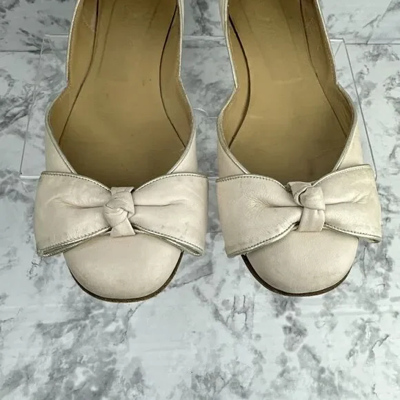 Valentino Garavani Bow Ballet Flats Size 38.5/7.5 Blush Pink Nude Nubuck Leather - Picture 4 of 8